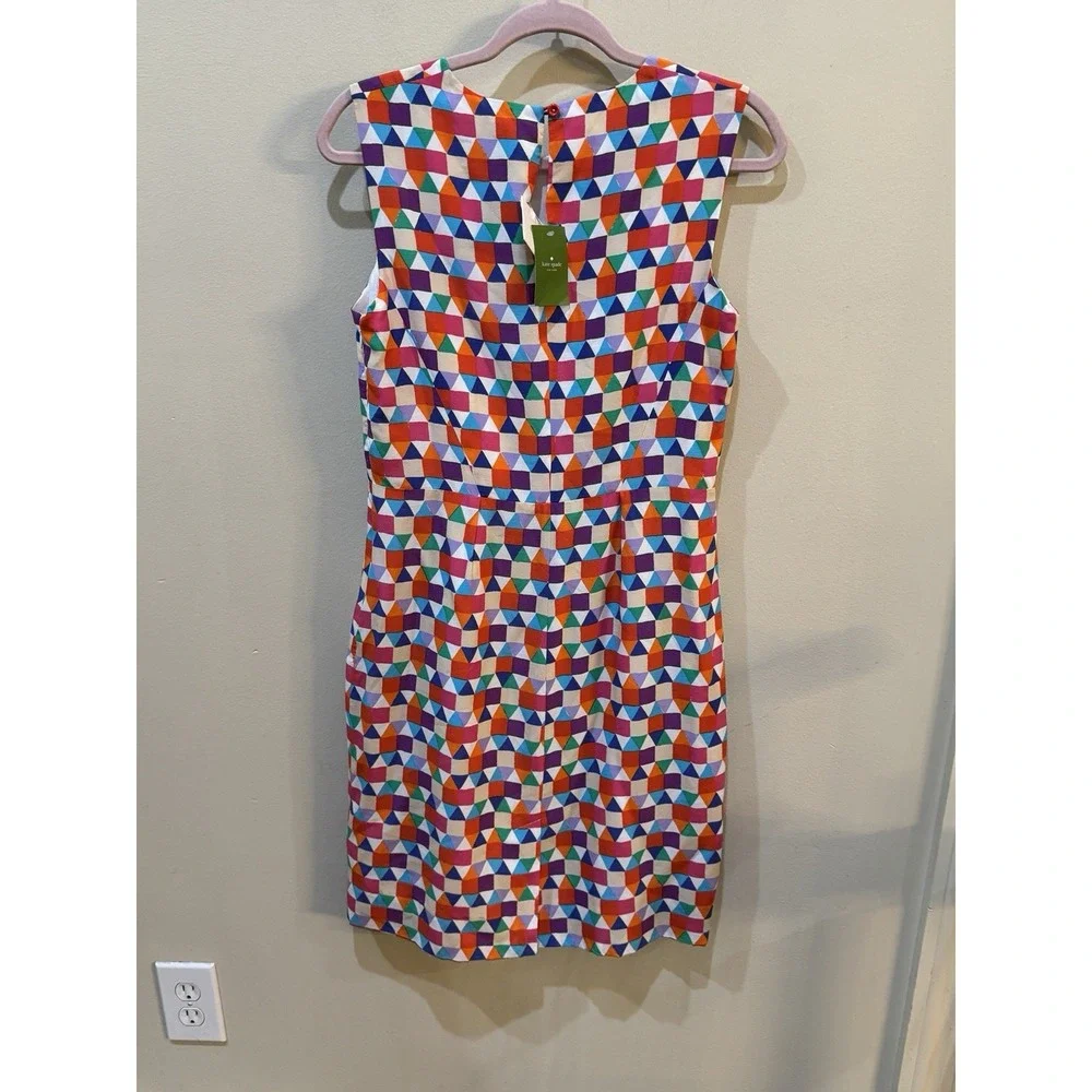 Kate Spade New York Abbey Colorful Geometric Print Dress Silk Blend size 8
